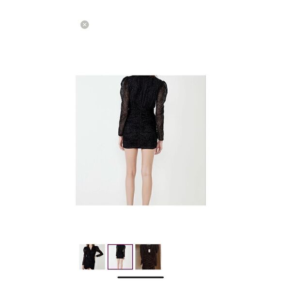 Bardot Women’s Size Large Metallic Bree Polka Dot Mini Dress Black Long Sleeve - Picture 5 of 16